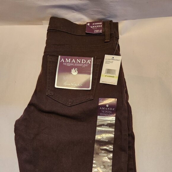 Gloria Vanderbelt Amanda Classic High Rise Tapered Strech Jeans Coffee 4P - Picture 1 of 6